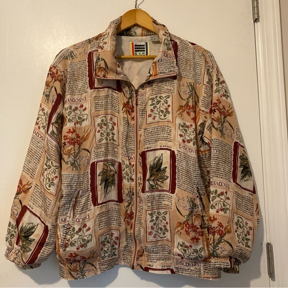 Vintage Silk EVR Div Rousso Lightweight Floral Print Women's Jacket Size Medium - Picture 1 of 13